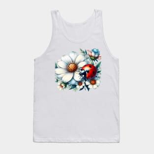 A ladybug decorated with beautiful colorful flowers. Tank Top